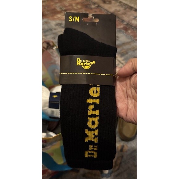Dr. Martens Other - Dr. Martens Airwair Vertical Logo S/M (3-8) Crew Socks Black Yellow AD018001 NEW